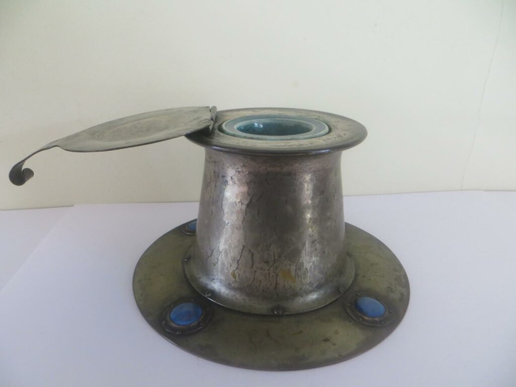 Faulkner bronze & Co. ink stand with Ruskin liner.